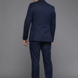 Men Blue Solid Slim Fit Single-Breasted Two Piece Formal Suit